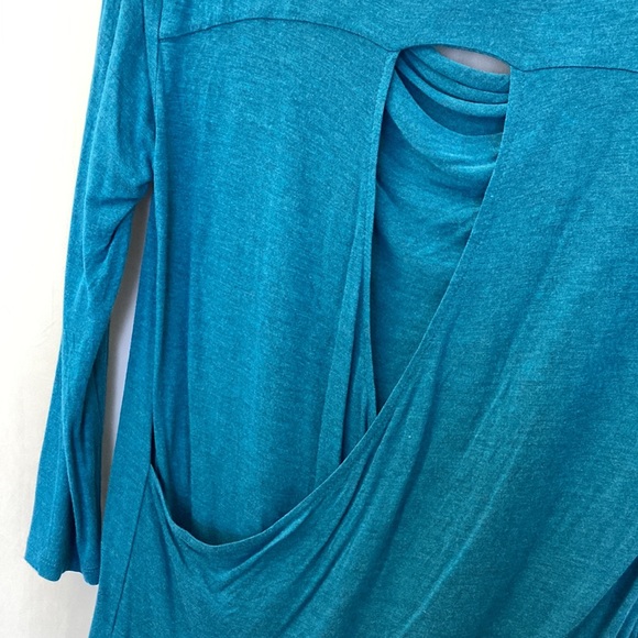 NWOT DKNY teal blue swoop neck top - size small - Picture 6 of 8